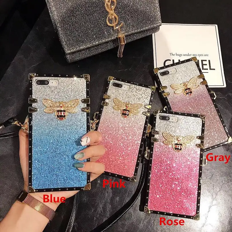 

Square Gradient Bee Phone Case For Samsung galaxy M10 A10 A20 A30 A50 A70 M20 M30 J4 J6 Plus 2018 TPU Back Cover