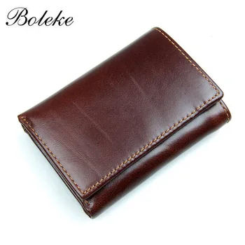

Men RFID Blocking Genuine Leather Wallet Trifold Short Minimalist Wallet Vintage Card Holder Male Carteria Masculina 8105