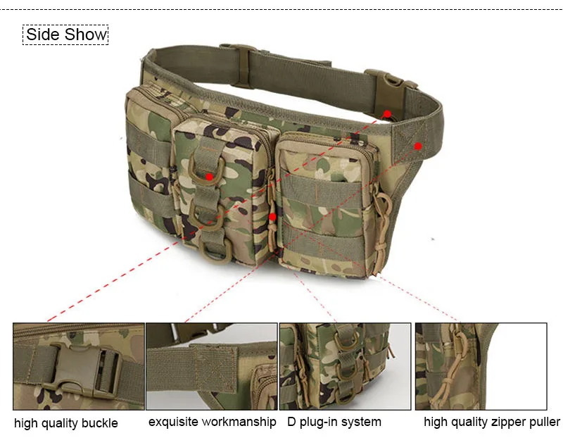 СКИОНЕ тактический Molle талии сумка военные Caouflage Сумки Открытый Водонепроницаемый пакет Оксфорд Путешествия Отдых Пеший Туризм Бег XA283WA