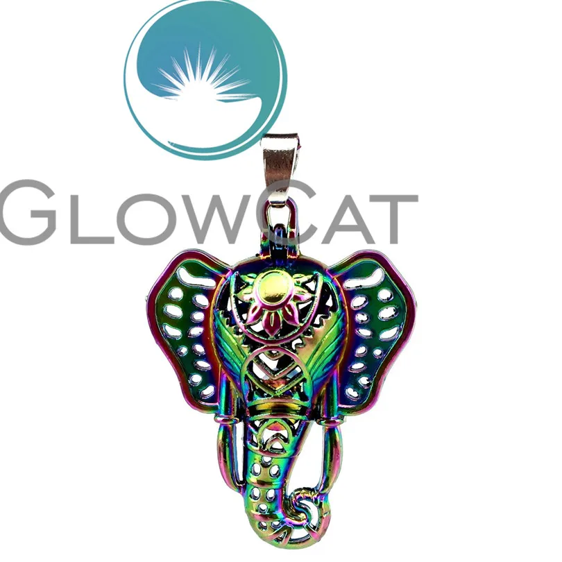 

1PC Rainbow Color CC131 Indian Elephant Beads Cage Jewelry Making Essential Oil Diffuser Pearl Cage Lucky Locket Pendant