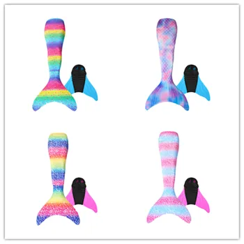 

Girls Mermaid Tails With Monofin Kids Costume Swimming Little Tail Mermaid Dress Children Bikini Swimsuit Suit Halloween Costume