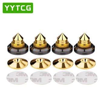 

YYTCG 4 Sets speakers Stand Feet Foot Pad Pure copper gold loudspeaker box Spikes Cone Floor Foot Nail M28*26
