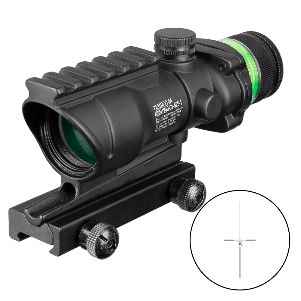 Охотничий Прицел ACOG 4X32 Rail оптика красный зеленый Dot Cross IlluminatedGlass Etched сетка тактический оптический прицел - Цвет: FW3-ACOG-210