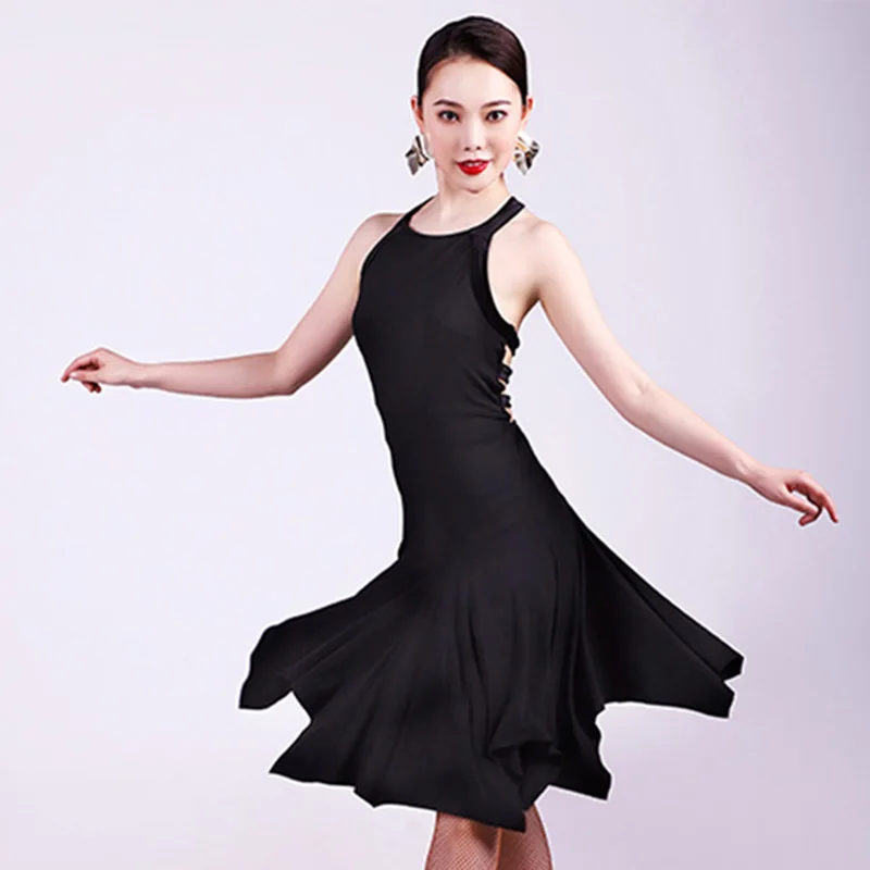

Sexy Latin Dance Dress For Women Black Backless Tango Cha Cha Samba Practice Performance Dance Wear Ballroom Salsa Outfit DC2285