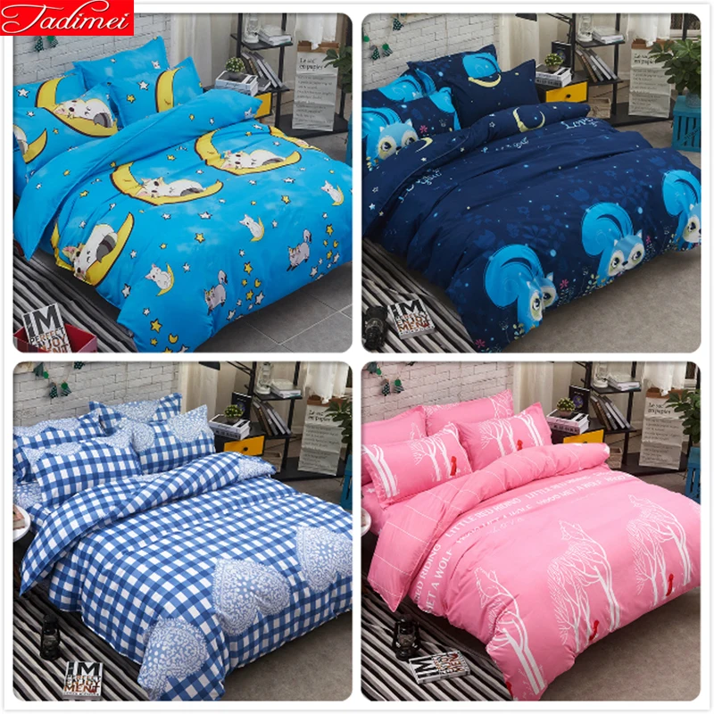 

Couple Lover Cotton 3/4 pcs pieces Bedding Set 4/5/6 feet kids Bed Linen 180x220 200x230 Full King Queen Double Size Duvet Cover