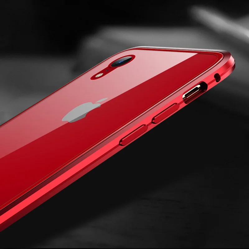360 Full Magnetic Protective for iPhone XS MAX Case Clear Metal Bumper Front Back Glass Cover for iPhone XR 7 8Plus Flip Luxury