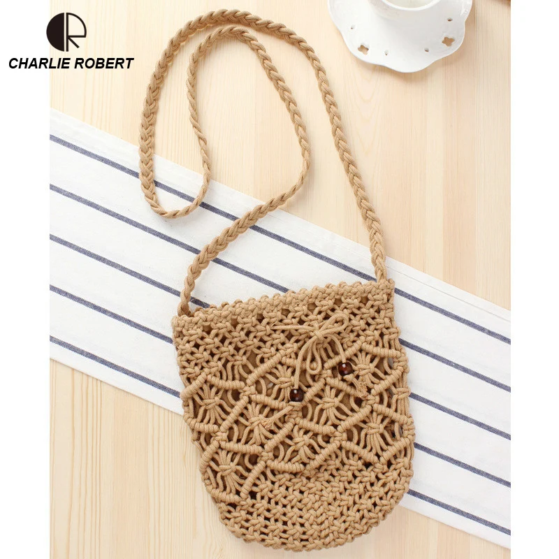 

2019 Straw Bags Women New Summer Rattan Bag Handmade Woven Beach Shoulder Bag Two Colors Circle Bohemia Handbag Bali Box