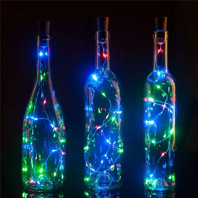 10Pcs/lot Wine Bottle Lights 75CM 1M 2M LED Cork Shaped Starry String Lights Christmas Valentines Wedding Party Decoration light
