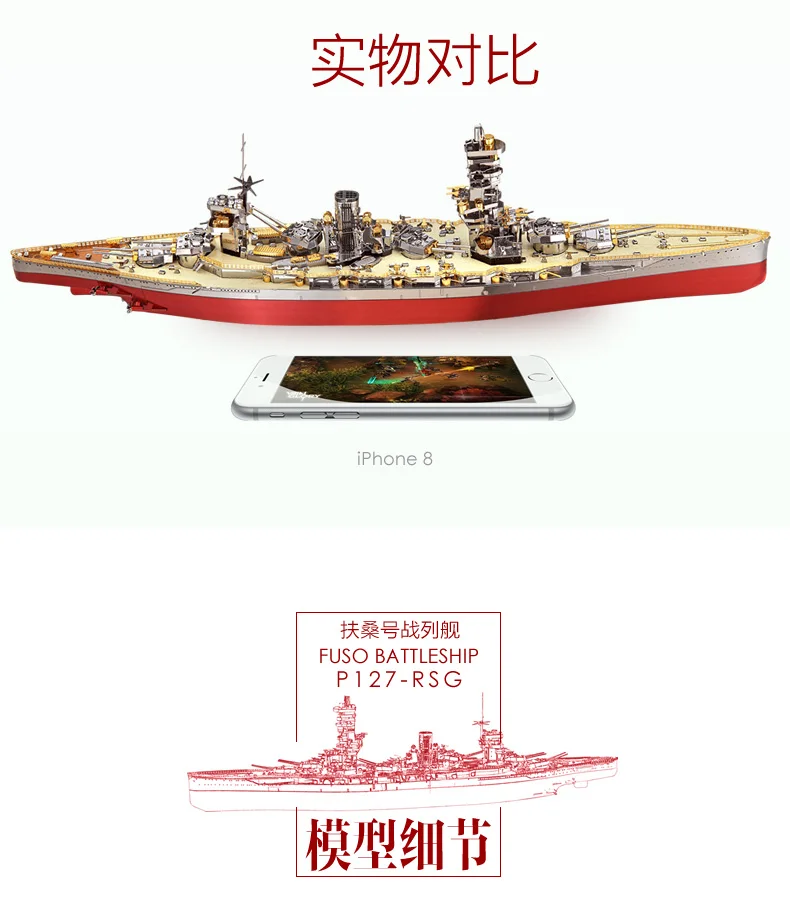 Navio de Guerra Corte a Laser Modelo para Adultos Piececool Metal Puzzle Fuso Barco Faça Você Mesmo Quebra-cabeças Crianças Brinquedos Educativos 2019 3d 7 de guerra barco diy corte a laser