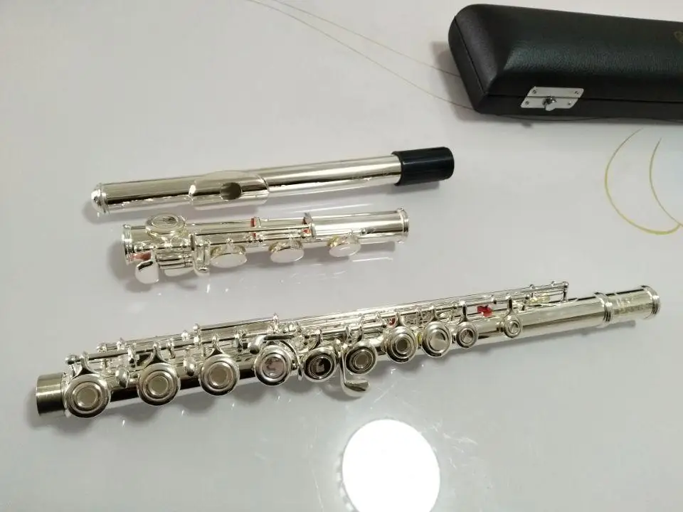 

Japan flute 17 Closed hole with E key 17 open hole silver plate with E key C flute professional music instrument tr