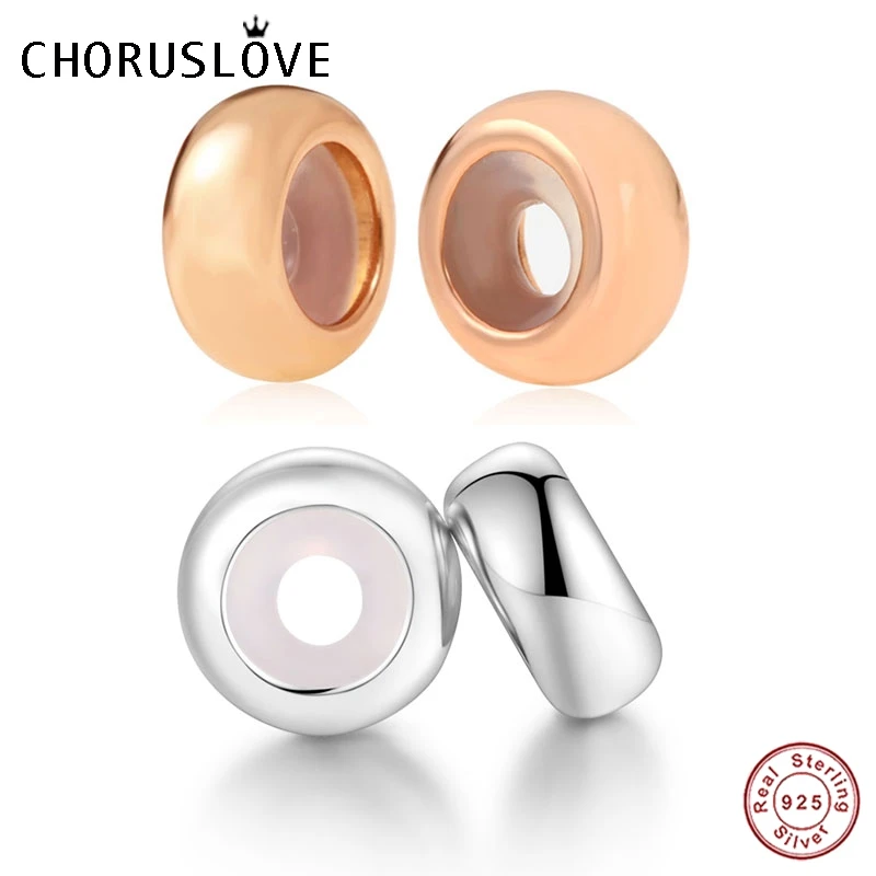

Choruslove Authentic 925 Sterling Silver Stopper Silicon Beads Spacer Charm fit Pandora Style Basic Bracelet SS2016 SS2003