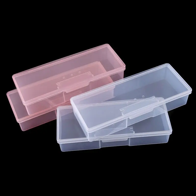

1pc Plastic Storage Box Transparent Manicure Tool Nail Art Empty Container Storage Boxes Organizer High Quality