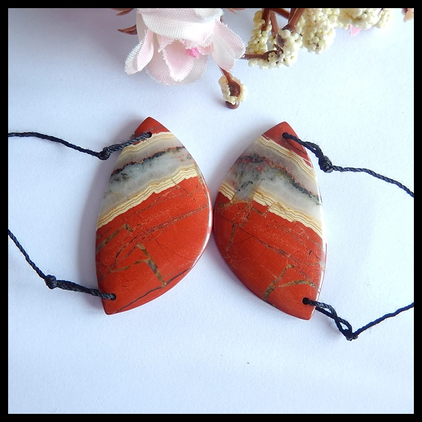 

Natural Red River Jasper women fashion Earrings,Semiprecious stone earring,43x24x4mm,14.1g
