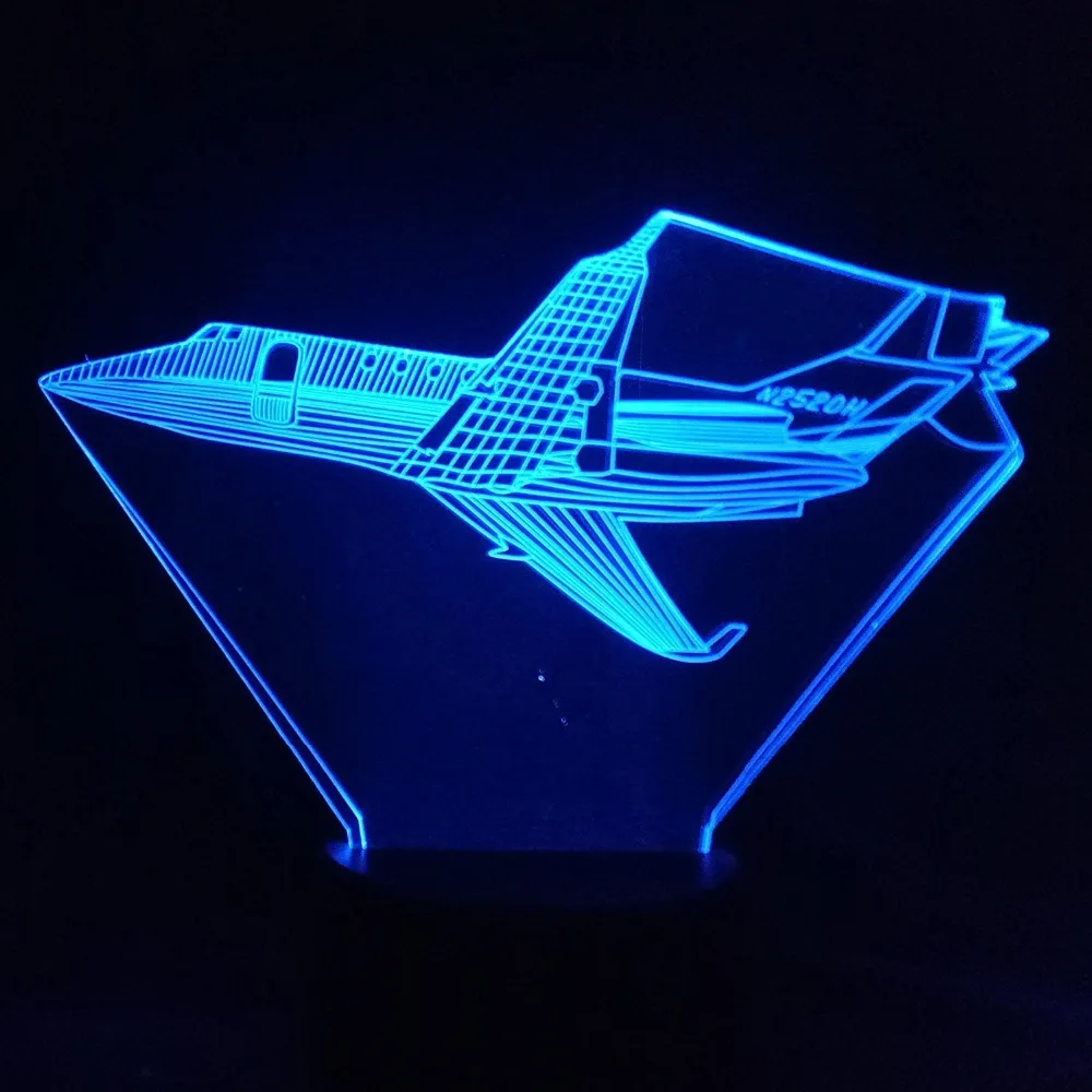 Модель самолета светодиодный 3D сенсорный ночник переключатель самолет истребитель USB Настольный светильник 7 цветов Изменение Детские