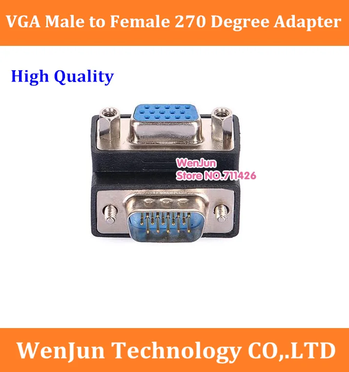 

100pcs/lot High Quality VGA 15 Pin Male To Female M/F 270 degree Adapter Cord Monitor Connector