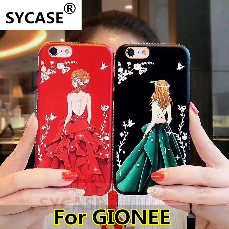 SYCASE красный цвет с тиснением алмаз телефон оболочки женская модель для GIONEE M6 плюс