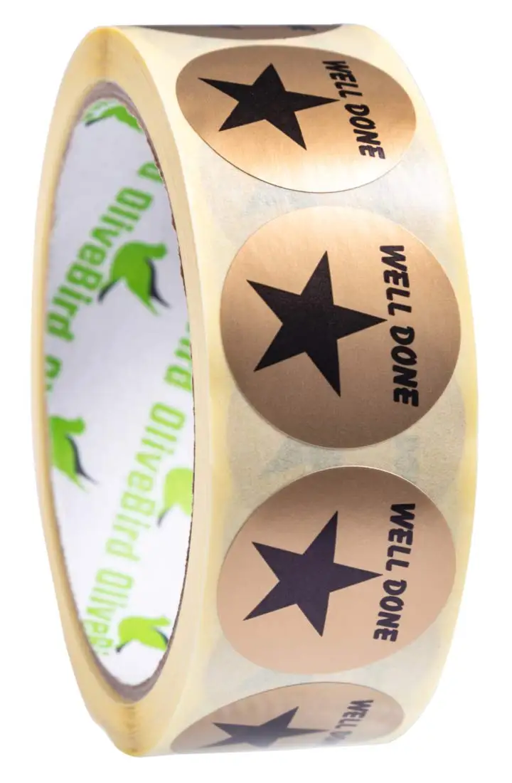 500 X награда наклейки золотые звезды хорошо сделано круглые этикетки на рулоне для детей хвалебные наклейки для учителя или родителей наклейки