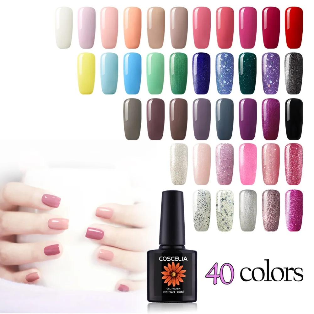 

40pc Nail Art Gel Polish Set For Manicure 10ML Soak Off Semi Permanent UV LED Gel Nail Polish Varnish For Nail Kits