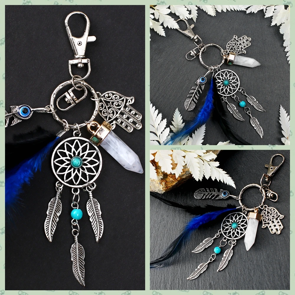

Handmade Dreamcatcher Net with Feathers Indian Dream Catcher Keychain Pendant Charm Hanging Decoration Accessories 1pc