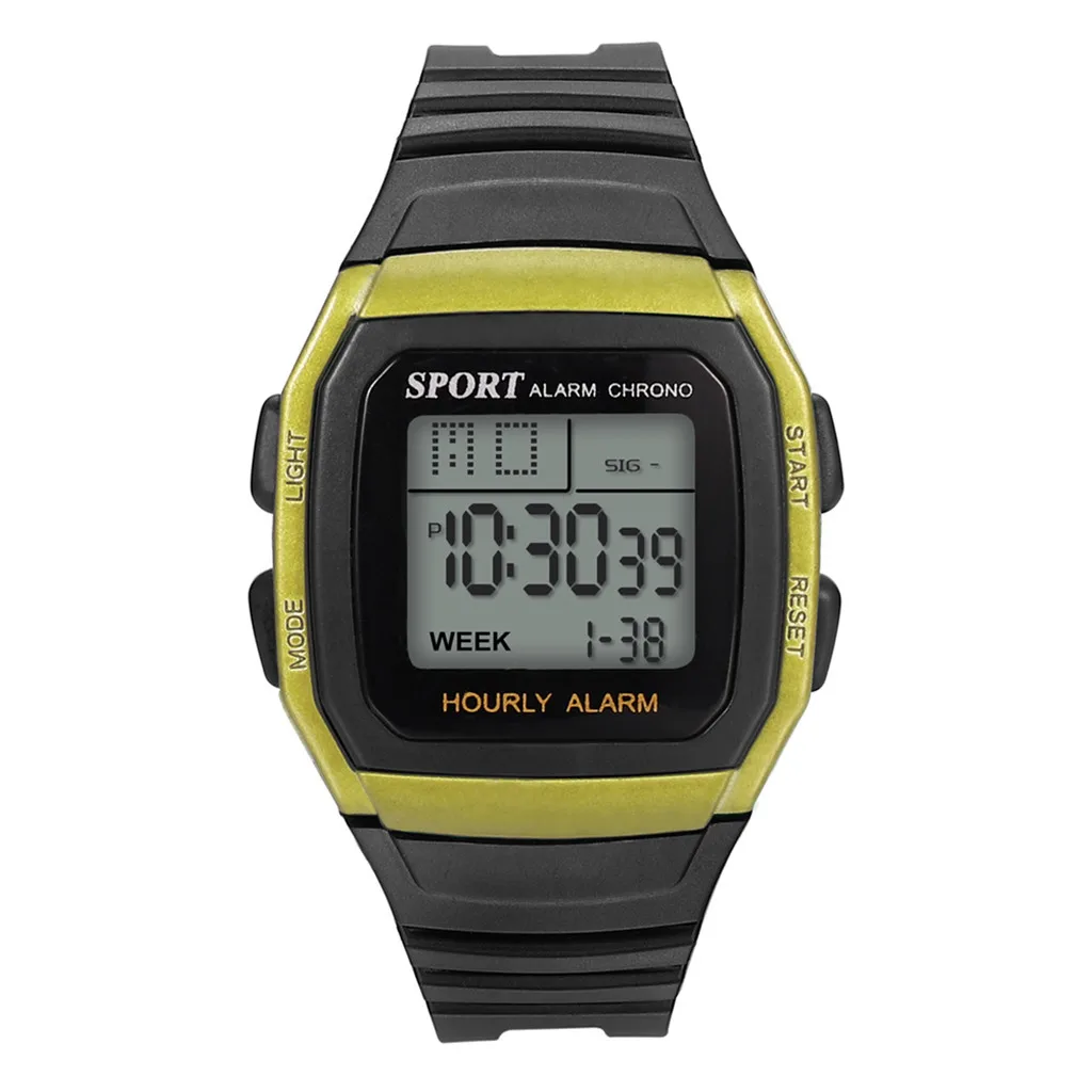 Цифровые часы мужские многофункциональные спортивные водонепроницаемые часы электронные спортивные часы повседневные наручные часы reloj hombre - Цвет: Gold