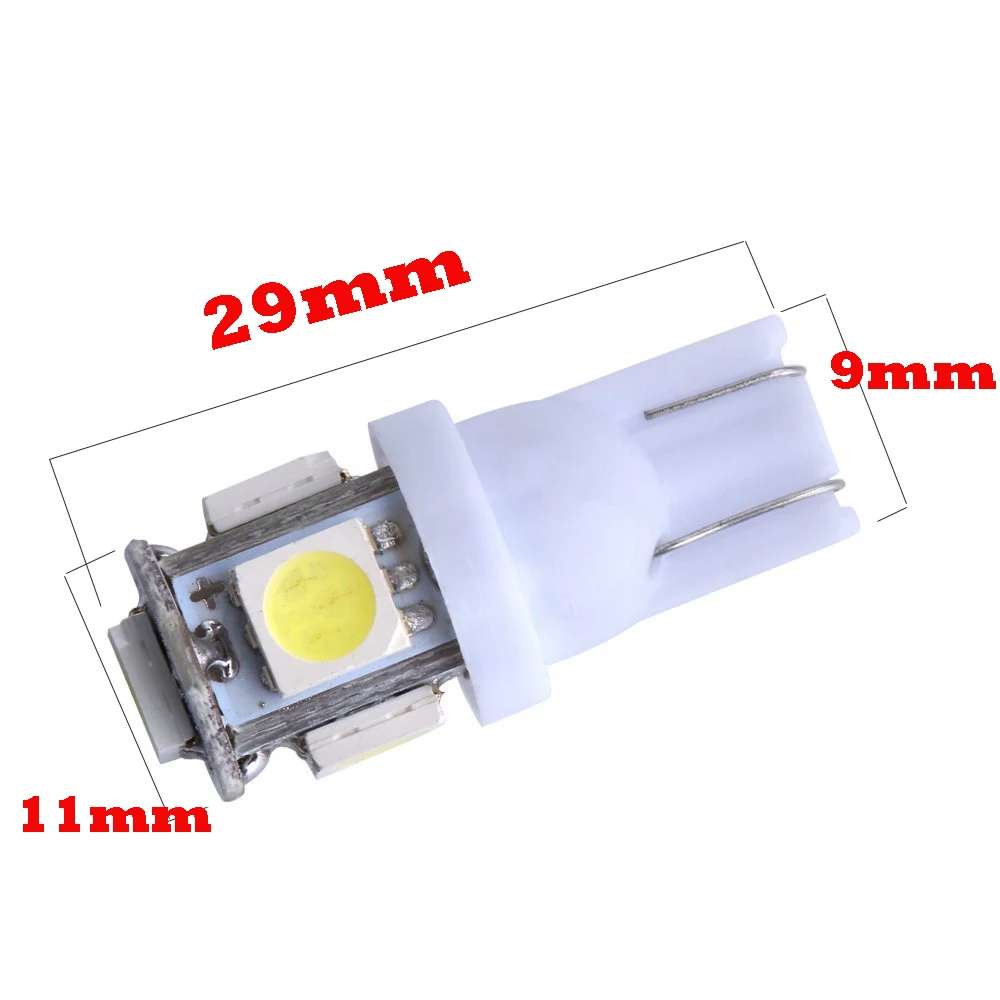 YSY 100 шт T10 светодиодный 5SMD 5050 W5W 194 внутренняя Лицензия Пластина светлый купол