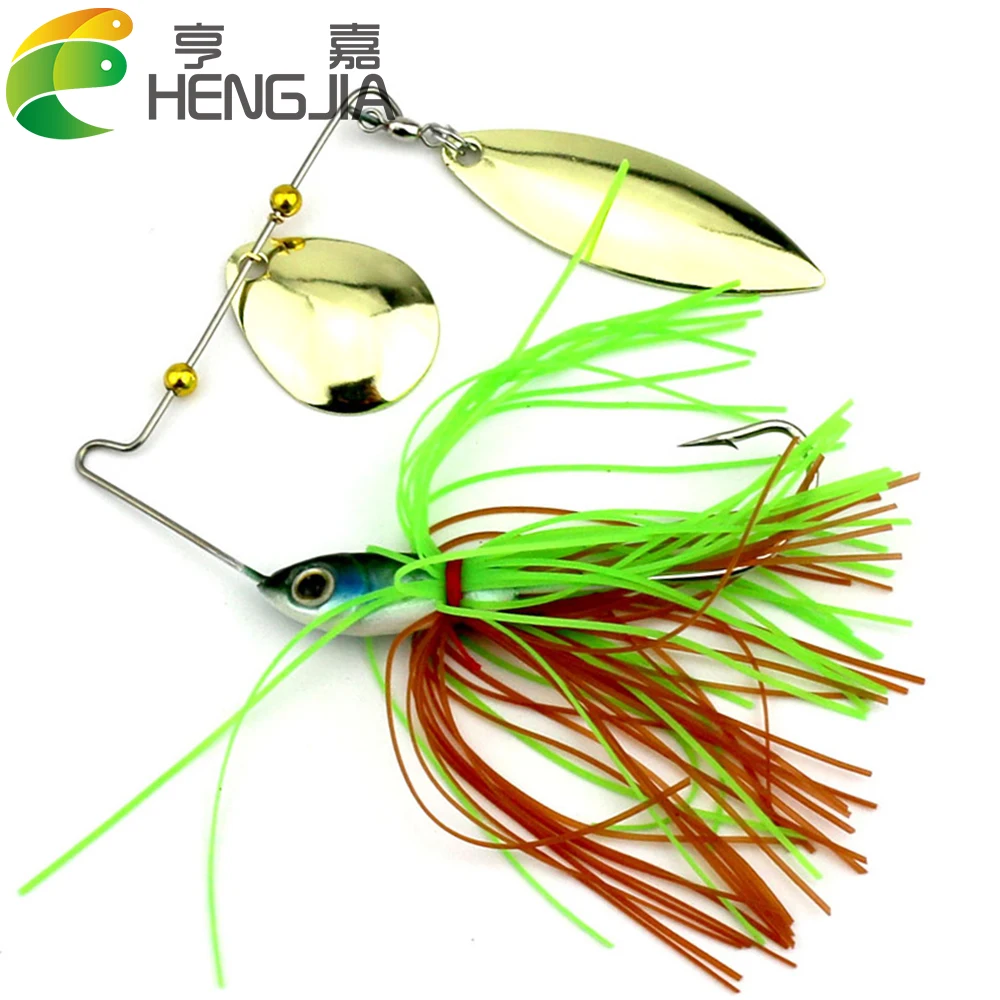 Hengjia 10PCS/Lot 17.5g Spinnerbait Double Reflective Golden Metal Fishing Lure Fishing Spinners