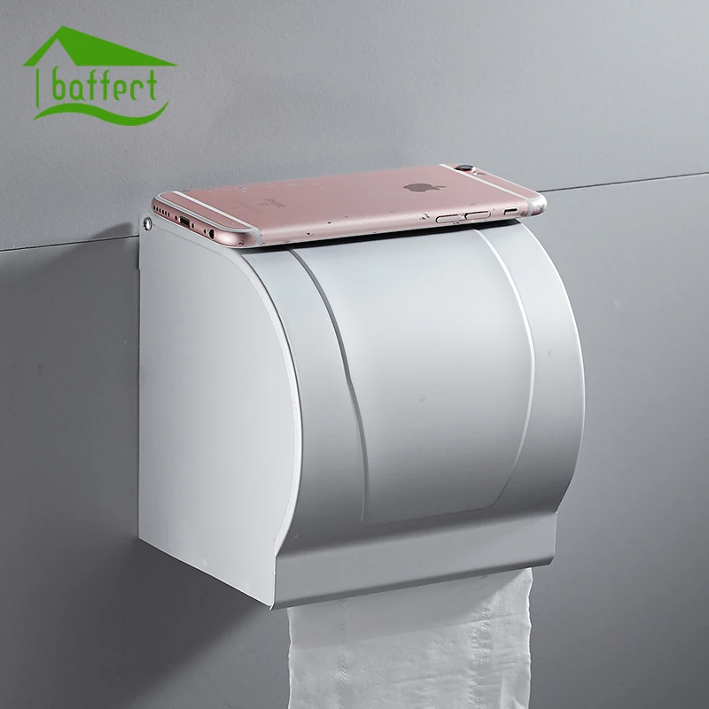 

Space Aluminum Postbox Type Toilet Paper Holder Case with Cover Roll Dispenser Bathroom Waterproof Tissue Box Roll Tissue Holder