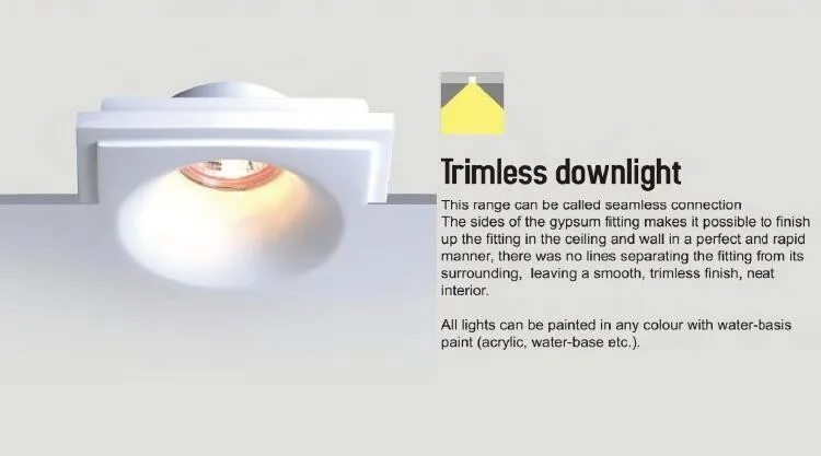 Гипс Светильник направленного света с GU10 светодиодный лампы, гипс, свет Trimless светильник для гипсокартона, встраиваемые потолочные светильники для использования в помещениях и светодиодный прожекторы