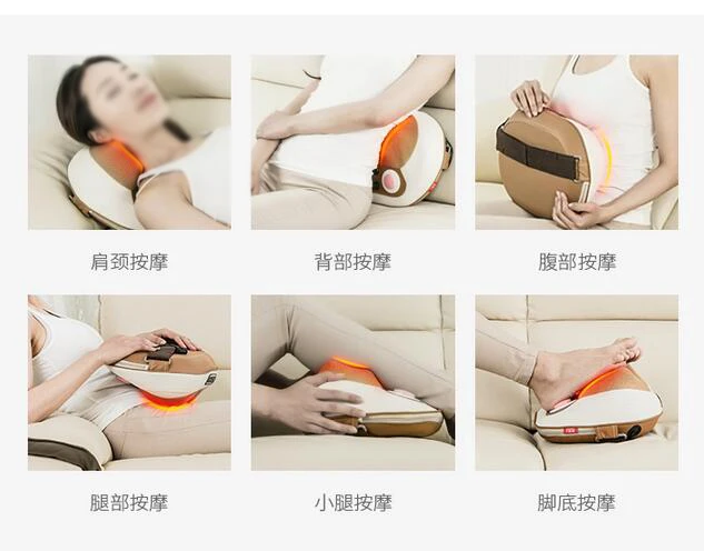 Full Body Massage Cushion Pillow Cervical Massager 4D Kneading Electric Vibrating Magnet Massager Shiatsu Shoulder Back Massage 