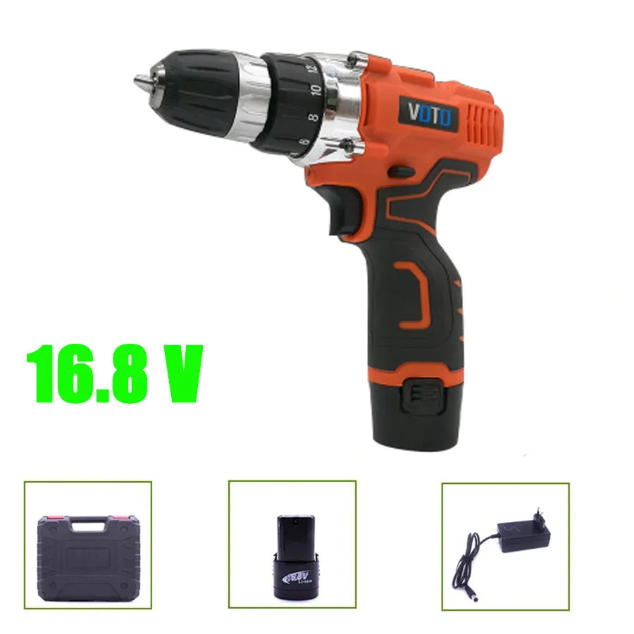 

VOTO V6 Battery Rechargeable Cordless Drill Electric Screwdriver Set Lithium Power Tools Screw Gun Driver 16.8V Orange With Case