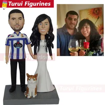 

statuette from pictures sports figurines two people with dog couple personalized dolls from photos custom bobblehead figurines