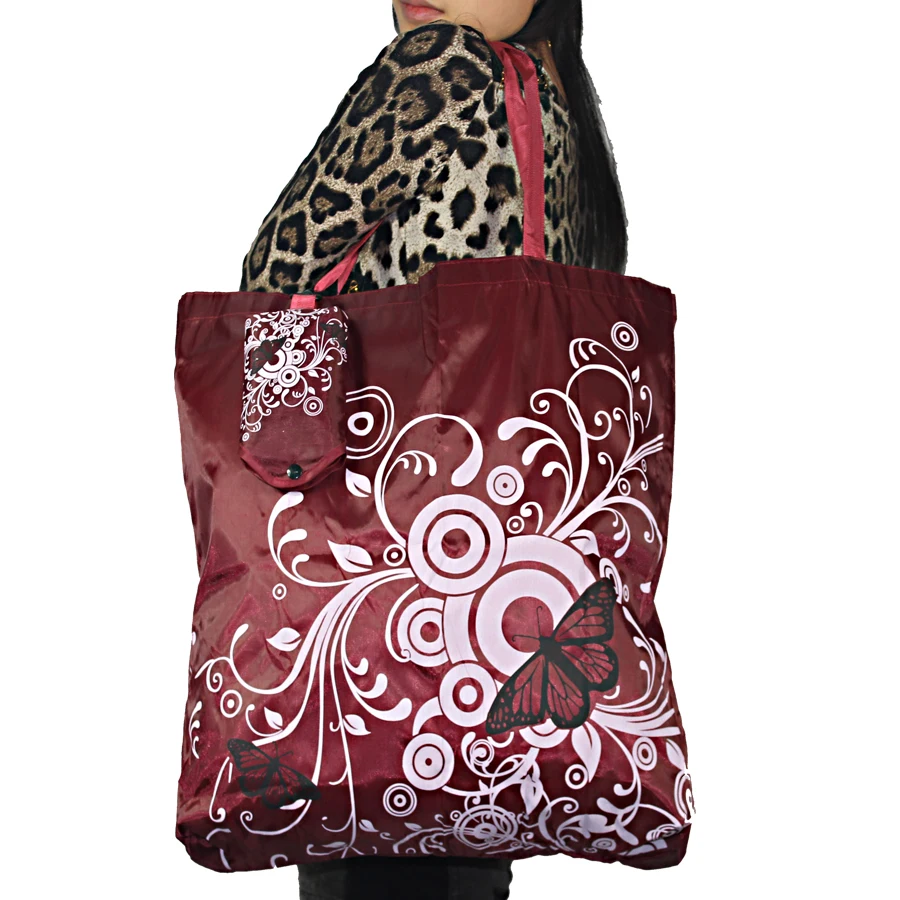Большая квадратная сумка для покупок с бабочкой, Экологичная Складная многоразовая переносная сумка на плечо из полиэстера для путешествий