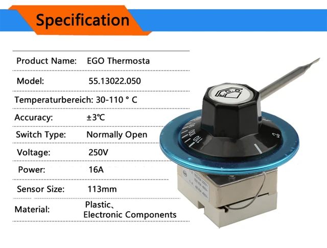 Armario aislante para calentador de agua, Protector de sobrecalentamiento,  termostato EGO 55013012.390, 16A250V, 30-85 °C - AliExpress
