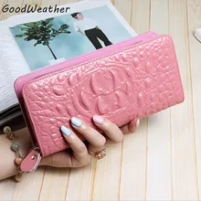 Mode femmes en cuir de portefeuilles designer crocodile véritable porte-cartes en cuir coin poches bourse longues pour femmes portefeuilles pochette
