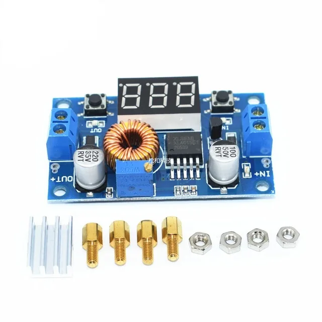 

With digital 5A high Power 75W DC-DC adjustable buck module with voltage meter far more than 2596