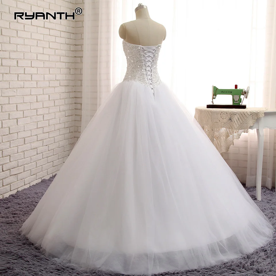Robe de mariage блестящее бальное свадебное платье длина до пола свадебное платье принцессы плюс размер Дубай арабское свадебное платье