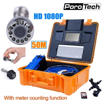 Price HD1080P 25mm Pipe Drain Sewer Inspection Camera System Pipeline Endoscope Borescope With 50m Cable Meter Counter Keyboard DVR H1
