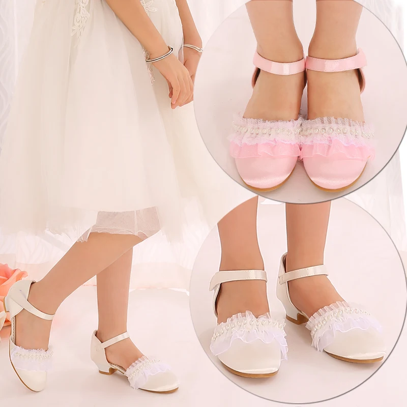 

High Heeled Pumps Big Girl Sandals Pageant Wedding Bridesmaid Dance Princess Dress Shoes Children Shoe shoes