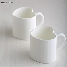 Чистый белый современный простой белый костяной фарфор чашка в форме сердца Простой стиль стакан пара эспрессо чашки для любимой подарок 420 мл