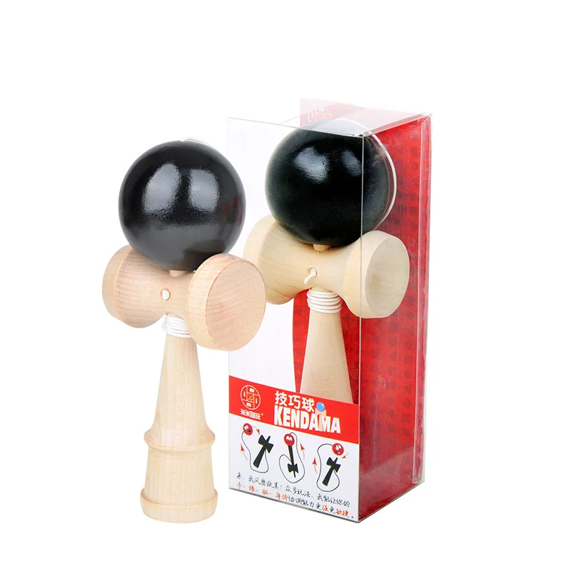 MITOYS Kendama деревянные игрушки спортивная игрушка для игр на открытом воздухе шары умелые жонглирование мяч игрушка для детей струны Профессиональный Размер 18,5 см - Цвет: black