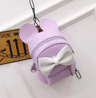 Женский рюкзак, новинка, искусственная кожа, женская сумка, рюкзаки для девочек-подростков, милые животные, уши, милый бант, дикая школьная женская маленькая сумка - Цвет: Style 3 purple