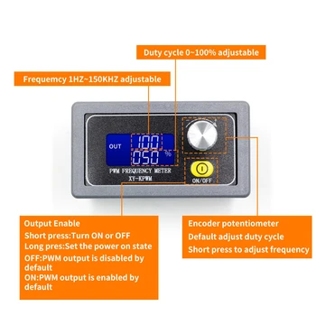 

XY-PWM Signal Generator 1-Channel 1Hz-150KHz PWM Pulse Frequency Duty Cycle Adjustable Module LCD Display