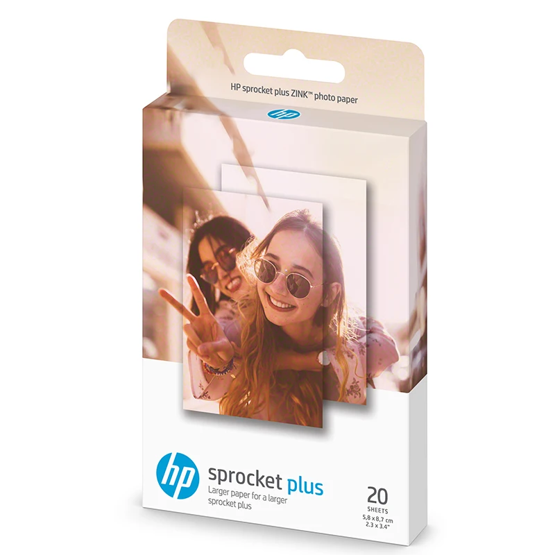 20 листов/коробка фотобумага Zink для фотопринтеров hp Sprocket Plus 5,8*8,7 см(x 3,4 дюйма) портативная печать фотографий