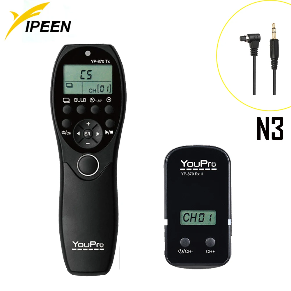 Беспроводной пульт дистанционного спуска затвора YouPro YP-870 II N3 для Canon 7D 7DII 6D 5D3 5Ds 40D