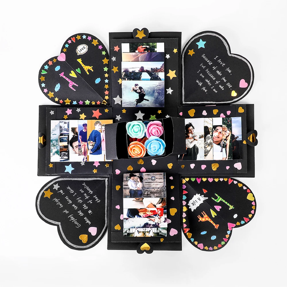 

Free 20pcs Printing of Photos DIY Love Explosion Box Gift Wedding Box Birthday Photo Album for Anniversary Valentine's Day