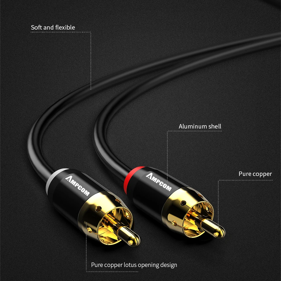 AMPCOM 2RCA к 2RCA 3,5 мм RCA кабель Улучшенный аудио кабель позолоченный 3,5 мм разъем папа к 2RCA R/L Aux кабель для ТВ DVD AMPCOM 2RCA к 2RCA 3,5 мм RCA кабель Улучшенный аудио кабель позолоченный 3,5 мм разъем папа к 2RCA R/L Aux кабель для ТВ DVD