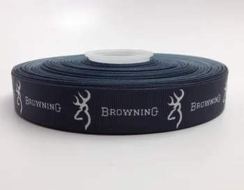 

wholesale 50yards/lot 1" 25-26mm Black Browning printed Grosgrain Ribbon