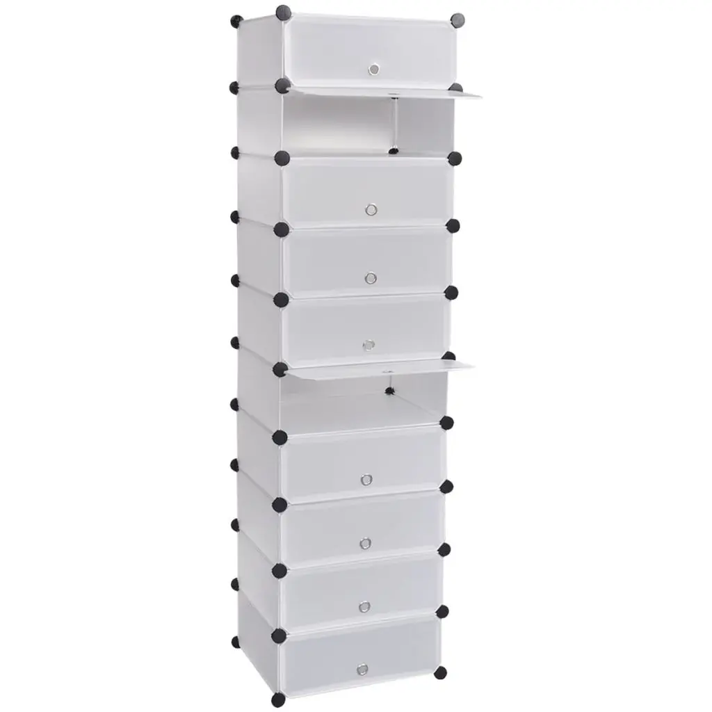vidaXL White Shoe Organizer Storage Rack with 10 Compartments 18.5"x67