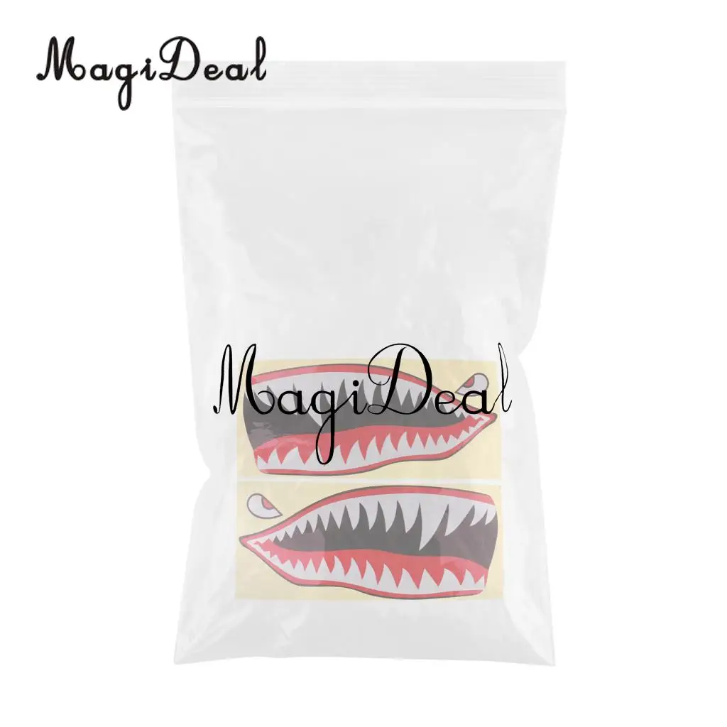 MagiDeal Waterproof 2Pcs Shark Teeth Mouth Eyes Decals Stickers for Kayak Boat Fishing Graphics Dinghy Jet Ski Supply 42 x18cm