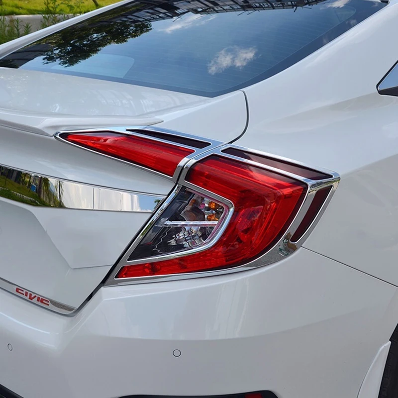 

For Honda Civic 10th 2016-2018 ABS Rear Light Lamp Cover Trim Tail Light Cover Frame Protector Sticker Car Styling Accessory
